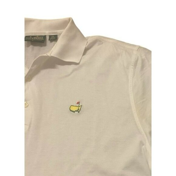 Amen Corner Mens Polo Size Large Pima Cotton Masters Golf White Vtg - Picture 1 of 10